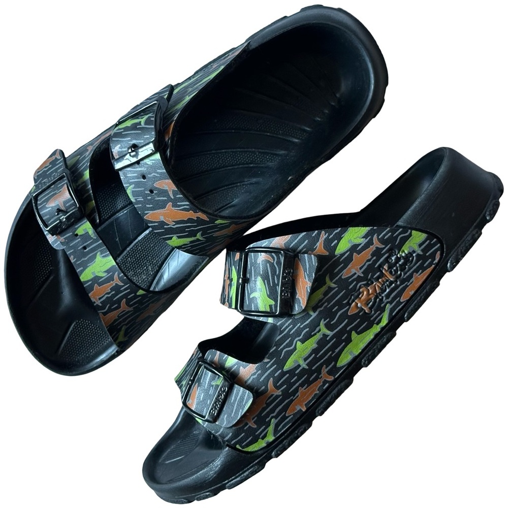 Birkis Shark Print Double Strap Sandals – Size 38